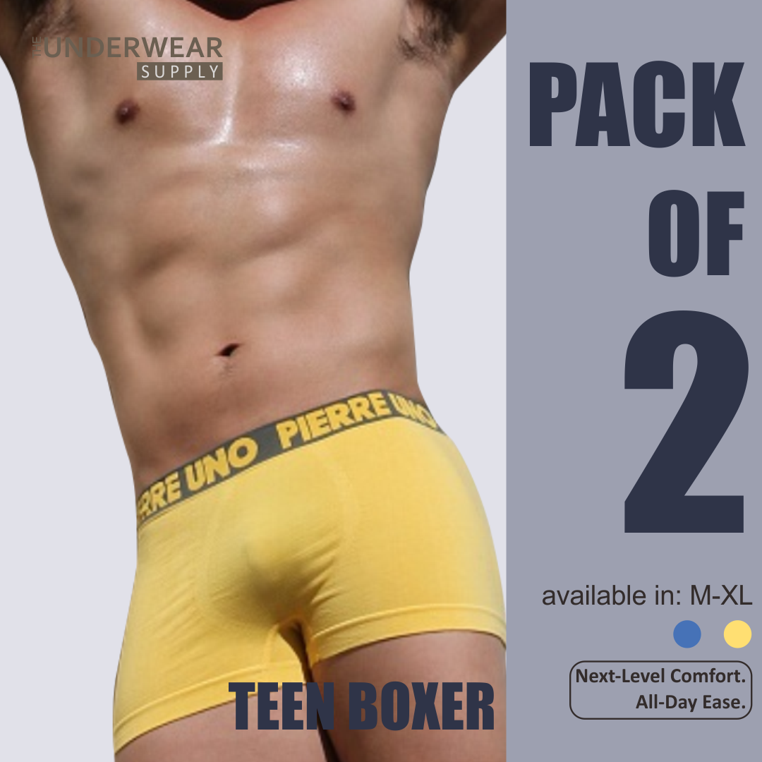 [Pierre Uno] 2pcs Celana Dalam Remaja Pria | Spandex Microfiber | Teens Seamless Trunks