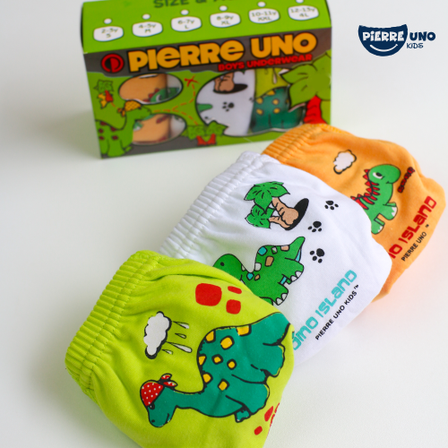 Pierre Uno Kids [1 Box = 3 Pcs] - Celana Dalam Anak Laki-laki [2- 13 tahun]  / Dino