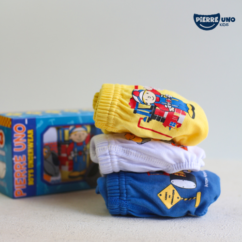 Pierre Uno Kids [1 Box = 3 Pcs] - Celana Dalam Anak Laki-laki [2- 13 tahun]  / Builder