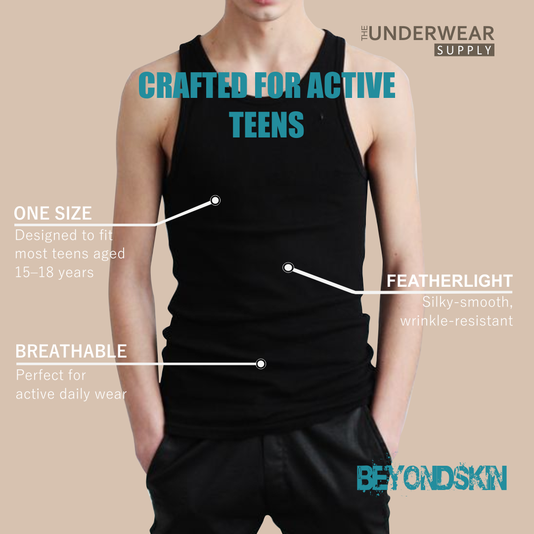 [Beyondskin] Singlet Remaja 15–18 Tahun | Cotton Blend | Teen Undershirt Lembut & Adem
