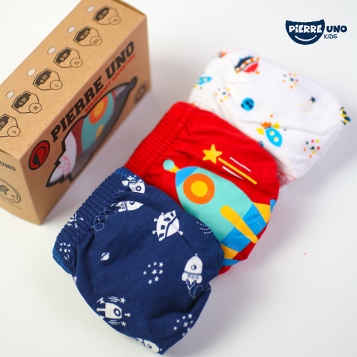 Pierre Uno Kids [1 Box = 3 Pcs] - Celana Dalam Anak Laki-laki [2- 13 tahun]  / Space Craft