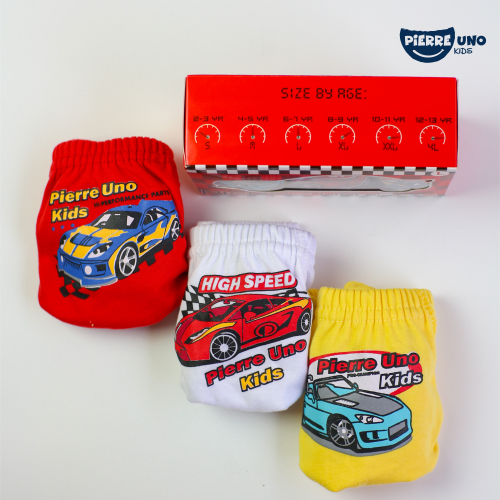 Pierre Uno Kids [1 Box = 3 Pcs] - Celana Dalam Anak Laki-laki [2- 13 tahun]  / Racing
