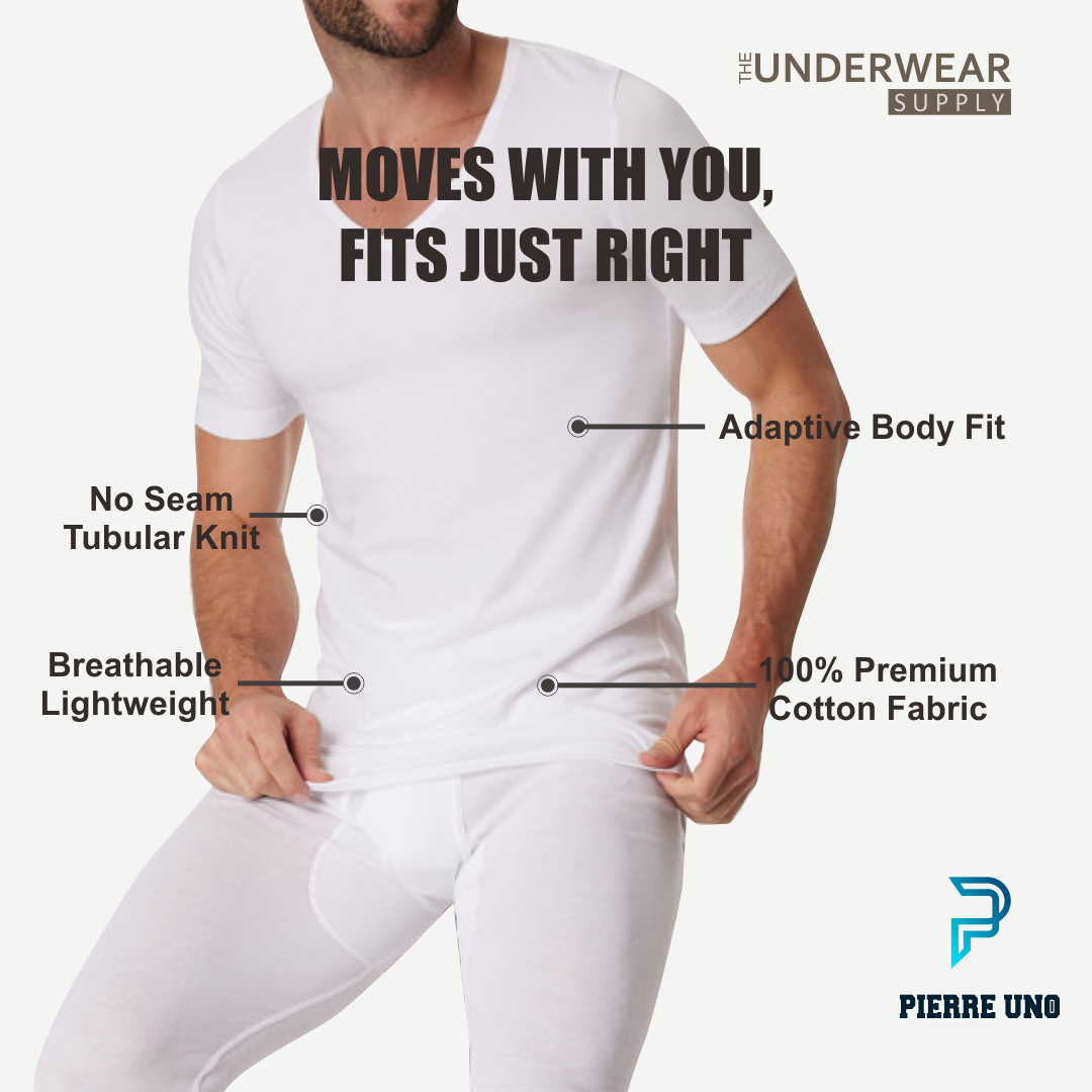 [Pierre Uno] Kaos Dalam Pria V Neck 100% Premium Cotton | V Neck Undershirt