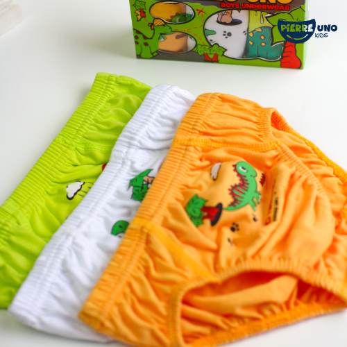 Pierre Uno Kids [1 Box = 3 Pcs] - Celana Dalam Anak Laki-laki [2- 13 tahun]  / Dino