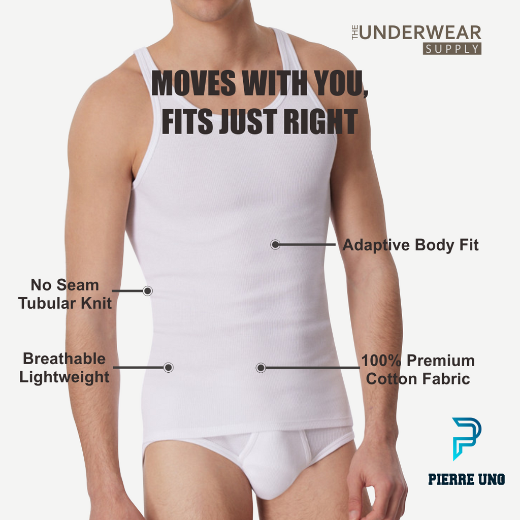 [Pierre Uno] Kaos Dalam Pria Singlet 100% Premium Cotton | Tanktop Undershirt