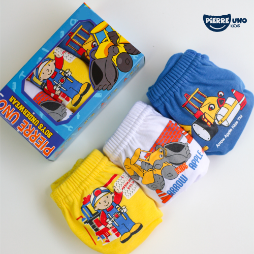 Pierre Uno Kids [1 Box = 3 Pcs] - Celana Dalam Anak Laki-laki [2- 13 tahun]  / Builder