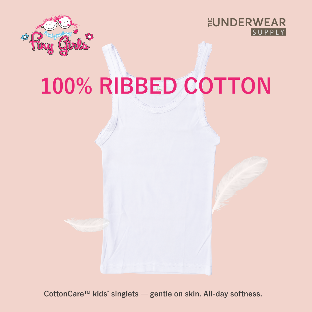 [Finy Girls] Singlet Sekolah Anak 2-9 Tahun | 100% Premium Cotton | Baju Dalam Anak SD Perempuan