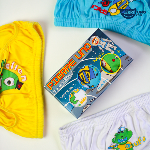 Pierre Uno Kids [1 Box = 3 Pcs] - Celana Dalam Anak Laki-laki [2- 13 tahun]  / Alien