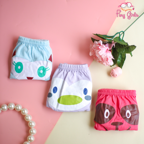 FINY GIRLS [1 Box = 3 Pcs] - Celana Dalam Anak Perempuan [2- 13 tahun]  / Animal Face 02