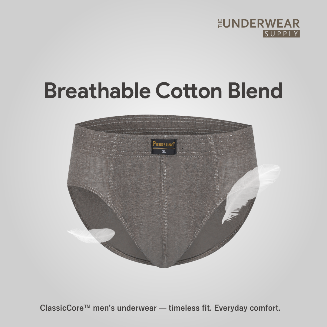 [Pierre Uno] Celana Dalam Pria Jumbo Misty Mixed Cotton Model Classic | Big Size Briefs Underwear