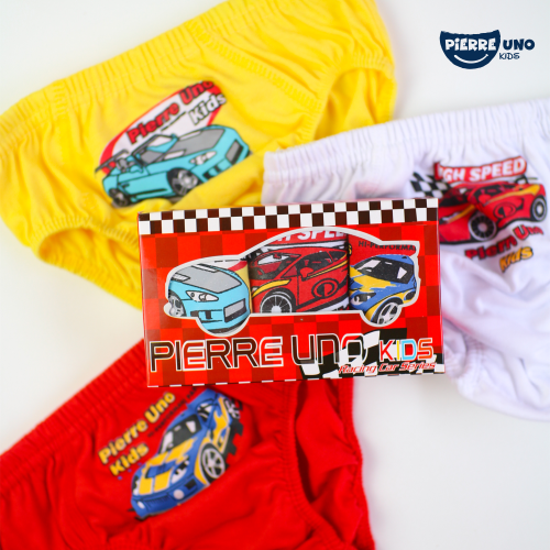 Pierre Uno Kids [1 Box = 3 Pcs] - Celana Dalam Anak Laki-laki [2- 13 tahun]  / Racing