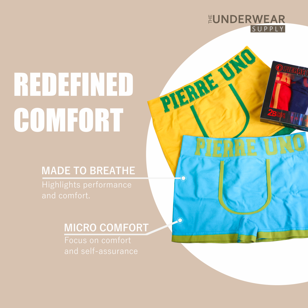 [Pierre Uno] 2pcs Celana Dalam Pria Seamless | BX12 | Spandex Microfiber | Men’s Boxer Briefs
