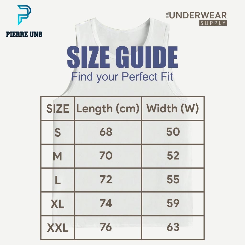 [Pierre Uno] Kaos Dalam Pria Singlet 100% Premium Cotton | Tanktop Undershirt