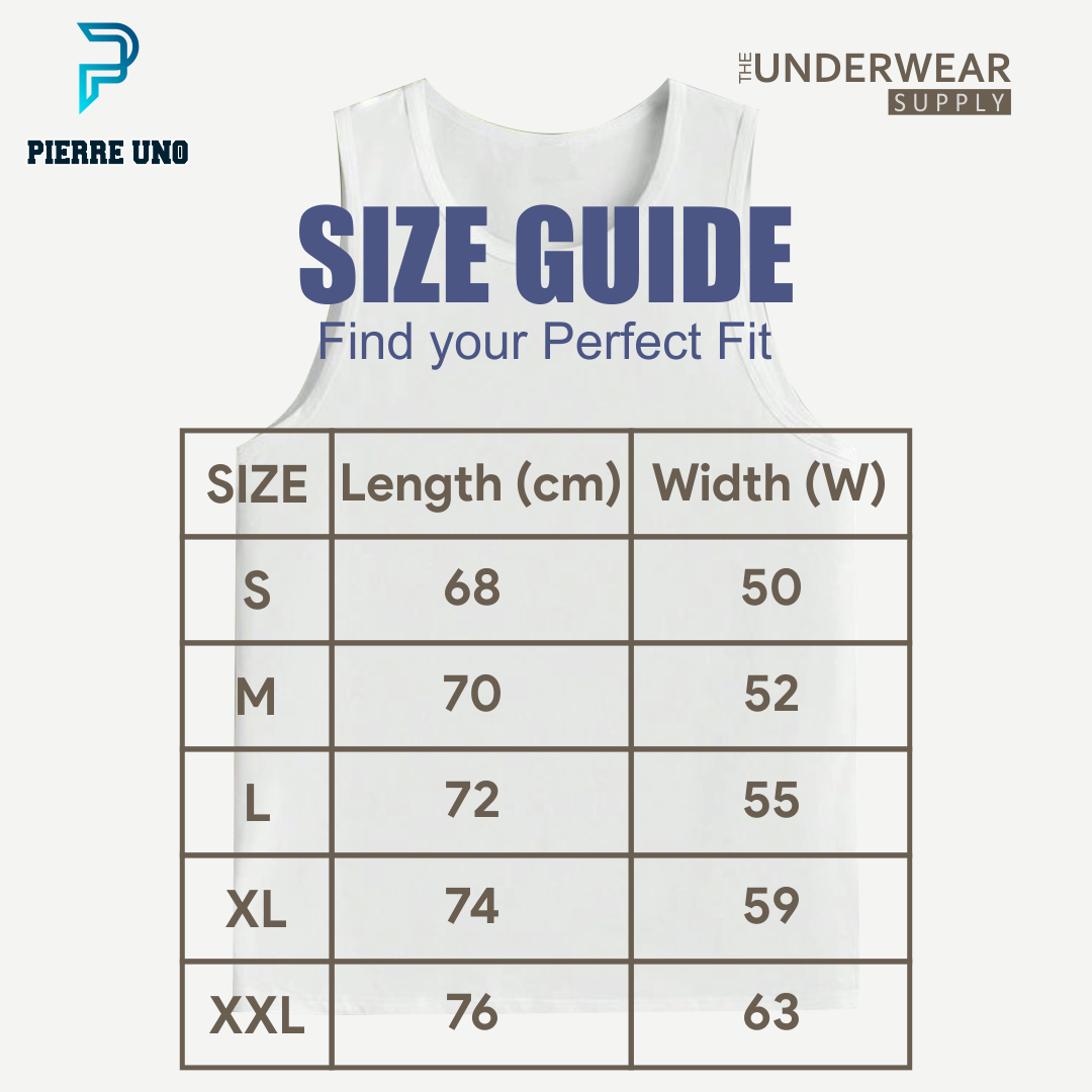 [Pierre Uno] Kaos Dalam Pria Singlet 100% Premium Cotton | Tanktop Undershirt
