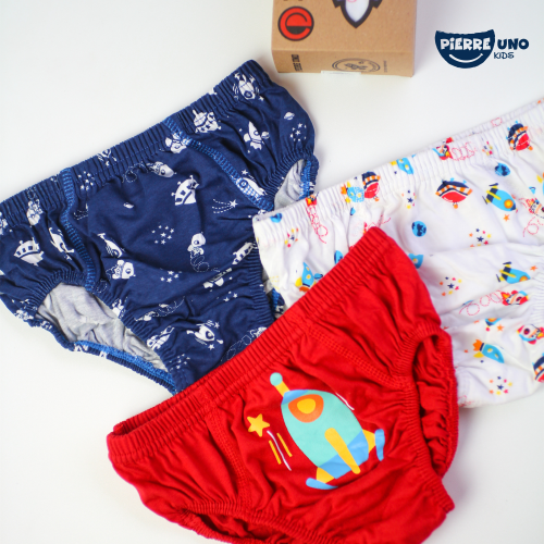 Pierre Uno Kids [1 Box = 3 Pcs] - Celana Dalam Anak Laki-laki [2- 13 tahun]  / Space Craft
