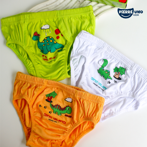 Pierre Uno Kids [1 Box = 3 Pcs] - Celana Dalam Anak Laki-laki [2- 13 tahun]  / Dino