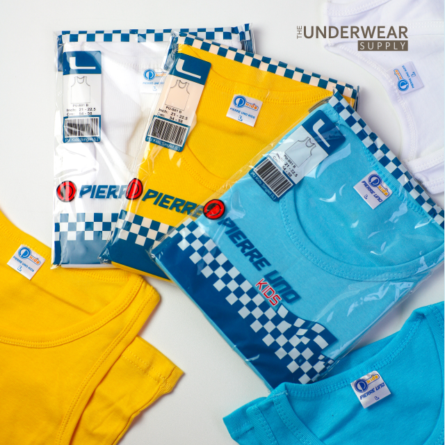 [Pierre Uno Kids] Singlet Sekolah Anak 2-9 Tahun | 100% Premium Cotton |Baju Dalam Anak SD Laki-Laki