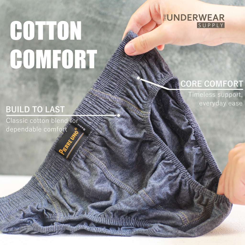 [Pierre Uno] Celana Dalam Pria Jumbo Misty Mixed Cotton Model Classic | Big Size Briefs Underwear