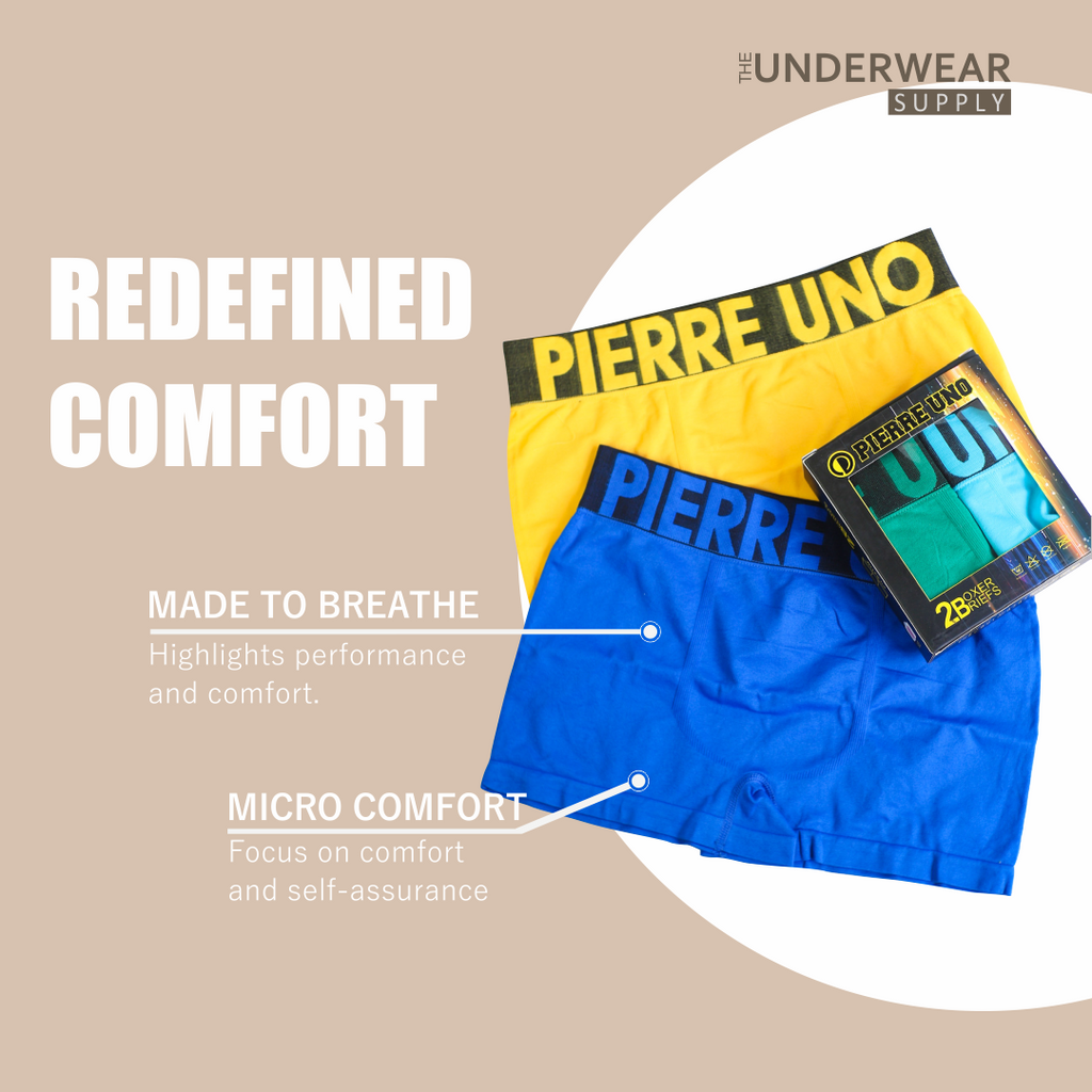 [Pierre Uno] 2pcs Celana Dalam Pria Seamless | BX13 | Spandex Microfiber | Men’s Boxer Briefs