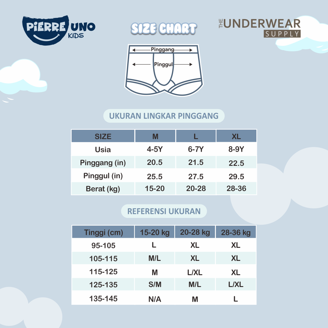 [Pierre Uno Kids] CD Boxer Anak Laki-laki 4-9 Tahun | Celana Dalam Anak Cotton Spandex | SNI