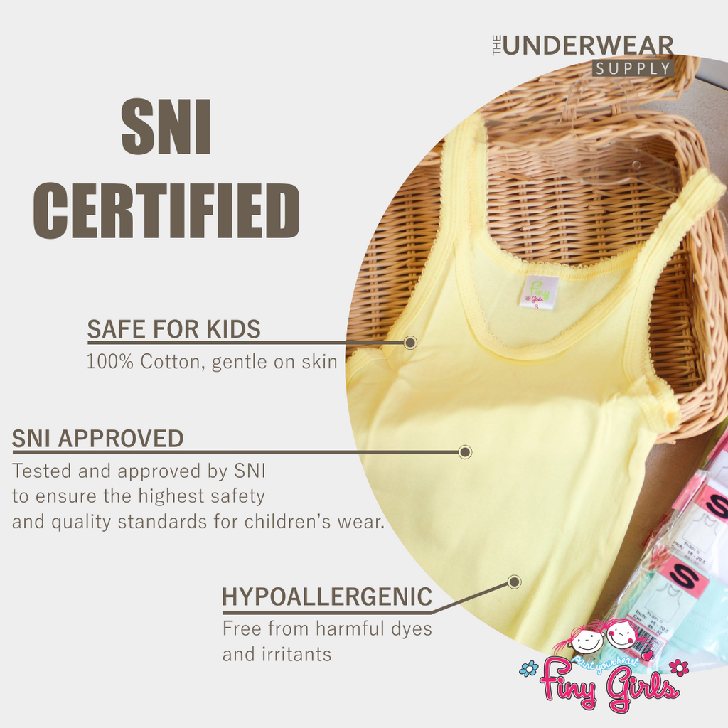 [Finy Girls] Singlet Sekolah Anak 2-9 Tahun | 100% Premium Cotton | Baju Dalam Anak SD Perempuan