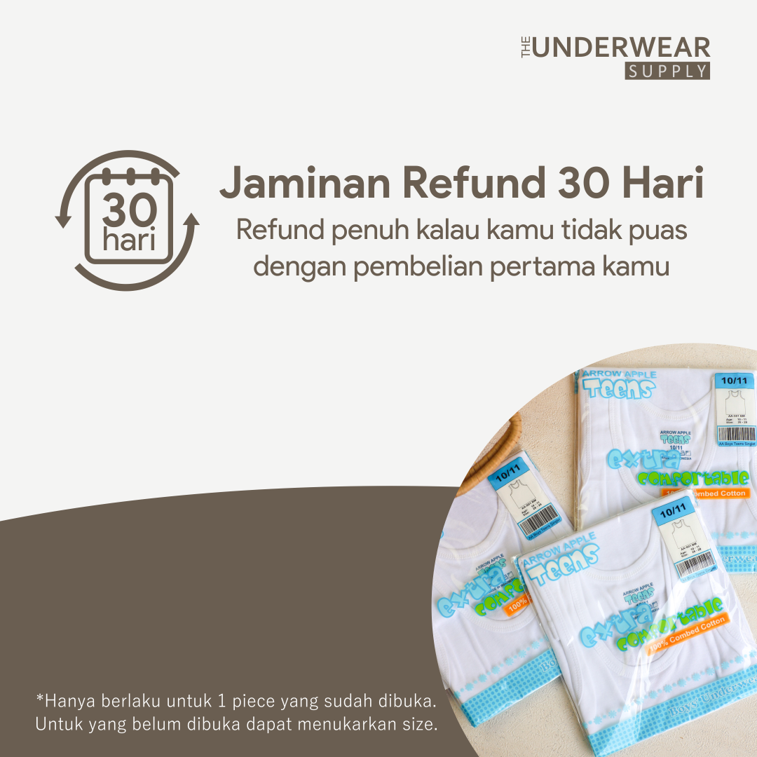 [Arrow Apple] Singlet Sekolah Remaja 10-17 Tahun | Cotton | Baju Dalam Teen Boy