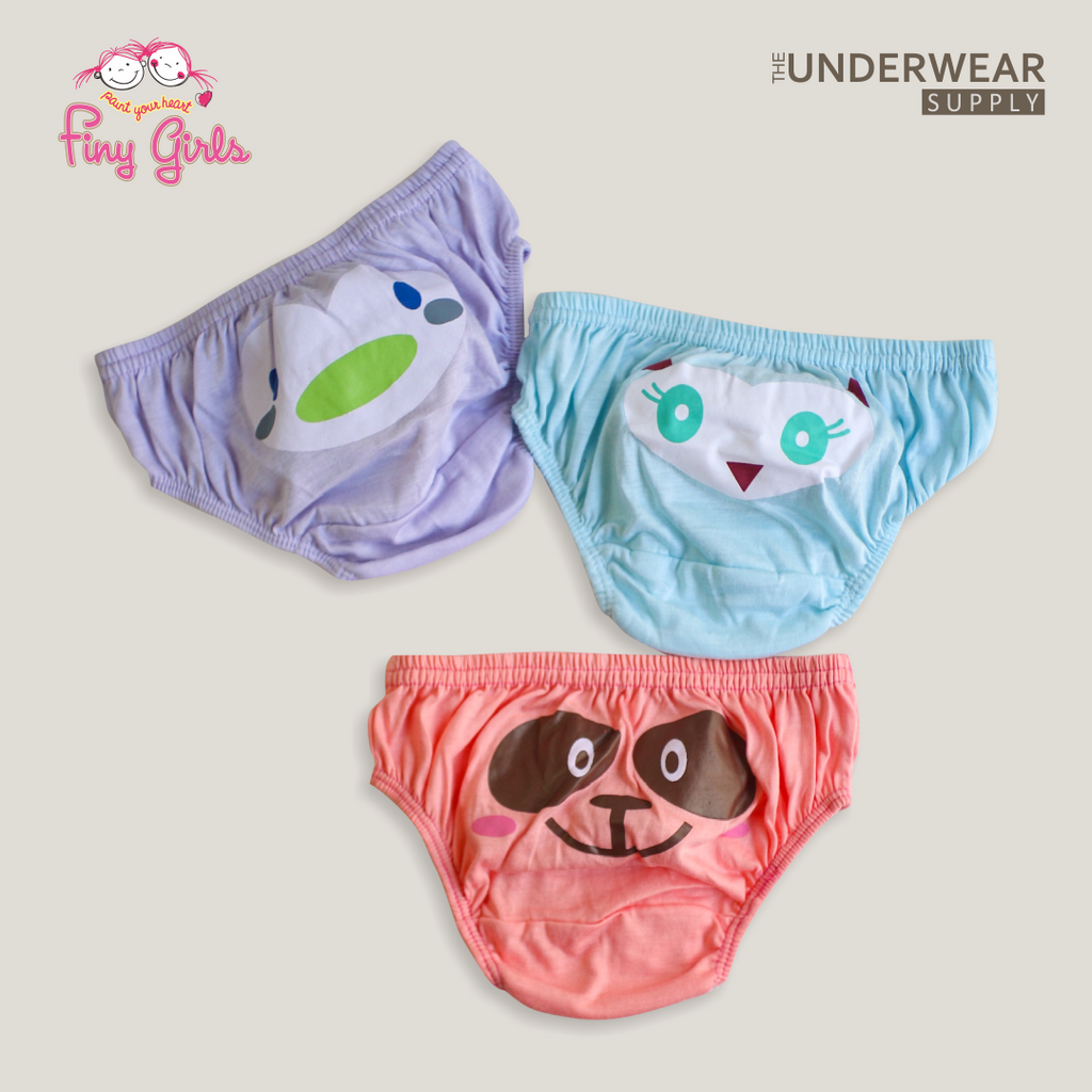 FINY GIRLS [1 Box = 3 Pcs] - Celana Dalam Anak Perempuan [2- 13 tahun]  / Animal Face 02