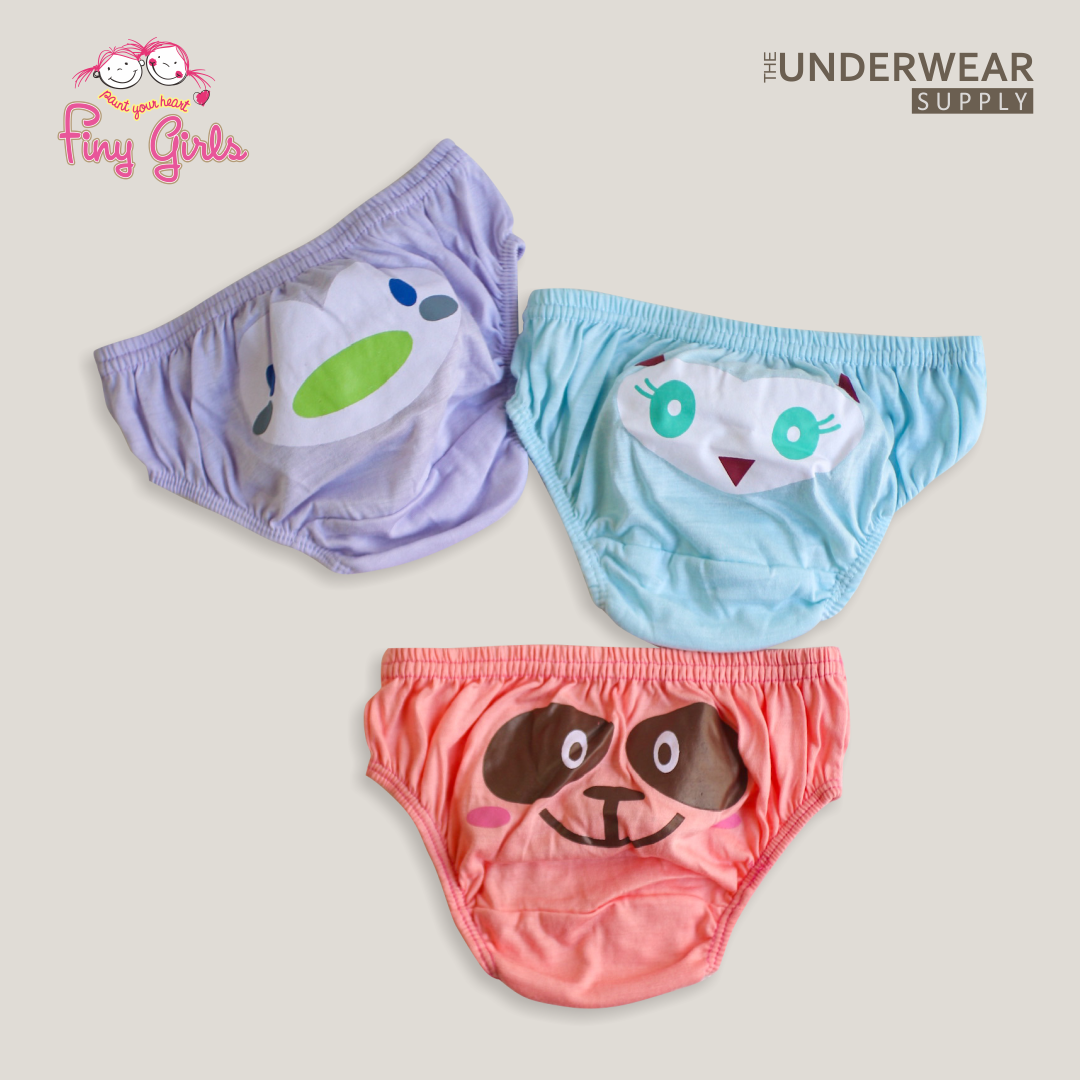 FINY GIRLS [1 Box = 3 Pcs] - Celana Dalam Anak Perempuan [2- 13 tahun]  / Animal Face 02