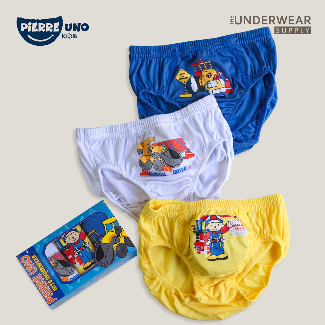 Pierre Uno Kids [1 Box = 3 Pcs] - Celana Dalam Anak Laki-laki [2- 13 tahun]  / Builder