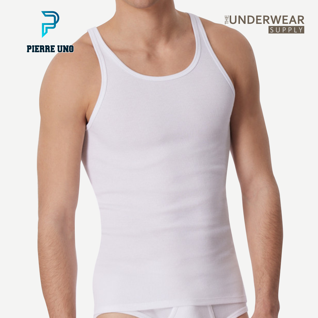 [Pierre Uno] Kaos Dalam Pria Singlet 100% Premium Cotton | Tanktop Undershirt