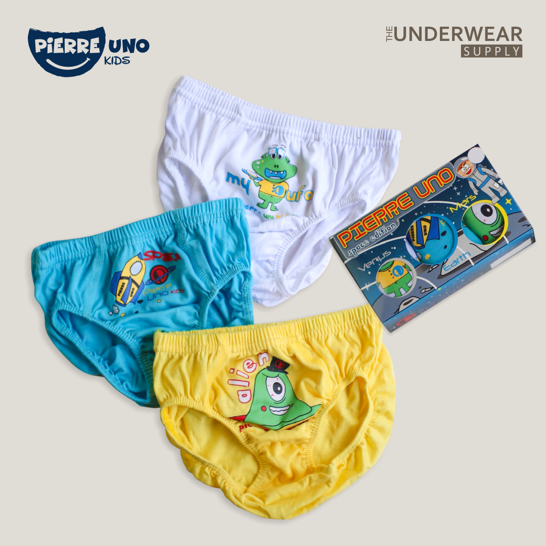 Pierre Uno Kids [1 Box = 3 Pcs] - Celana Dalam Anak Laki-laki [2- 13 tahun]  / Alien