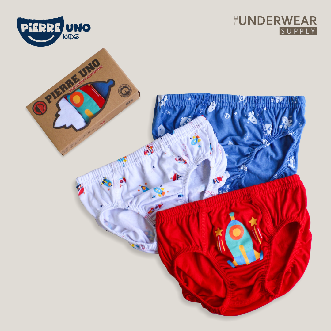 Pierre Uno Kids [1 Box = 3 Pcs] - Celana Dalam Anak Laki-laki [2- 13 tahun]  / Space Craft