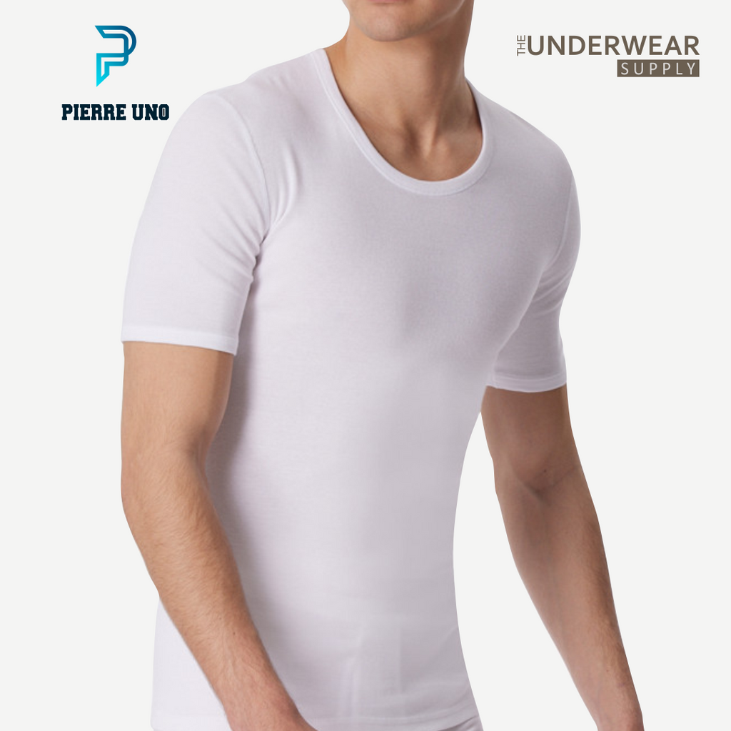[Pierre Uno] Kaos Dalam Pria Round Neck 100% Premium Cotton | Crew Neck Undershirt