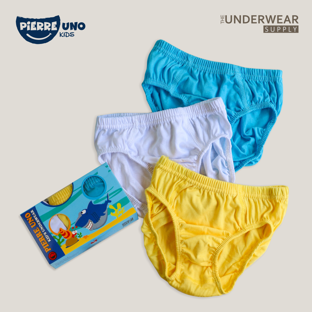 Pierre Uno Kids [1 Box = 3 Pcs] - Celana Dalam Anak Laki-laki [2- 13 tahun]  / Whale
